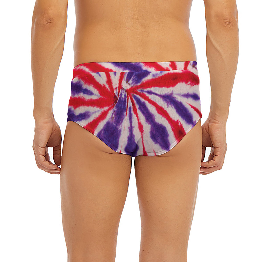 Purple And Red Spider Tie Dye Print Men's Briefs
