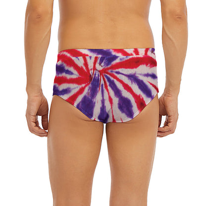 Purple And Red Spider Tie Dye Print Men's Briefs