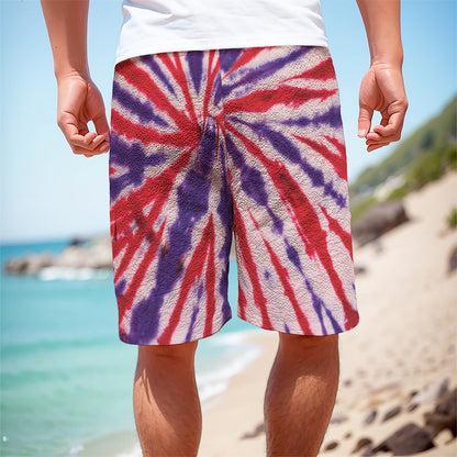 Purple And Red Spider Tie Dye Print Men's Cargo Shorts