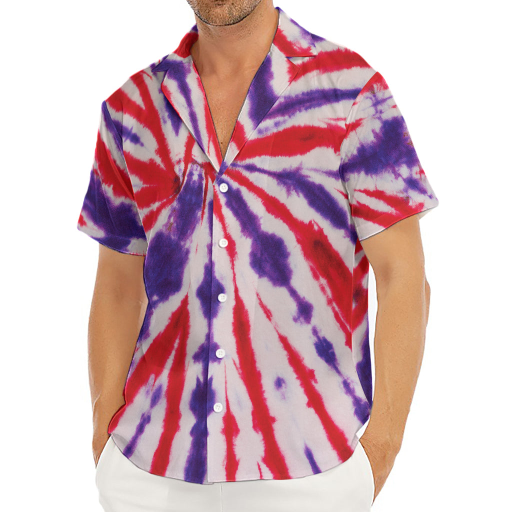 Purple And Red Spider Tie Dye Print Men's Deep V-Neck Shirt