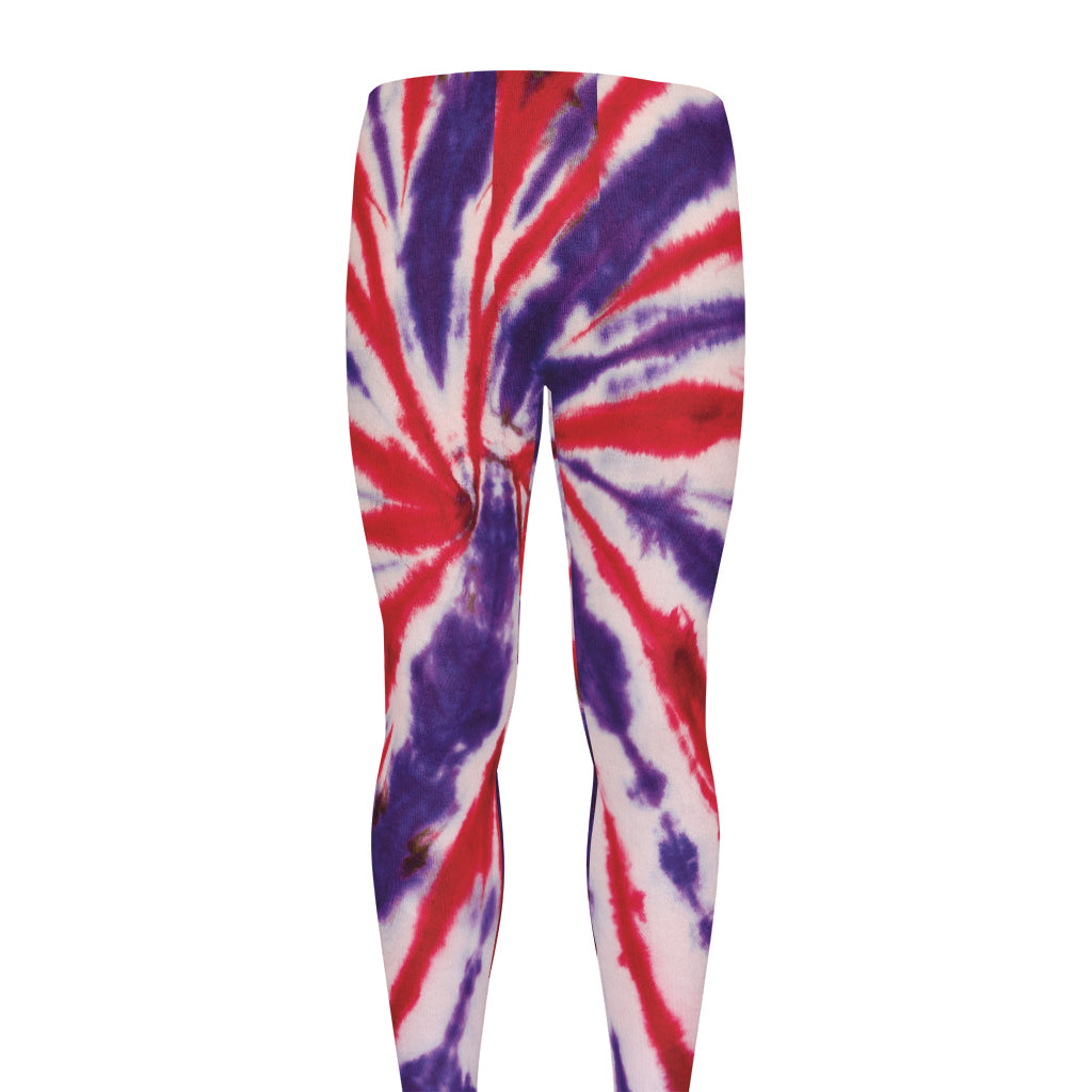 Purple And Red Spider Tie Dye Print Men's leggings