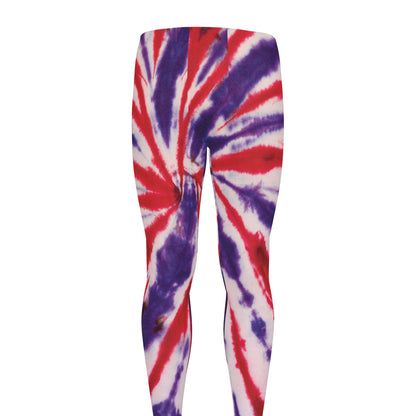 Purple And Red Spider Tie Dye Print Men's leggings
