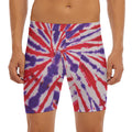 Purple And Red Spider Tie Dye Print Men's Long Boxer Briefs
