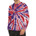 Purple And Red Spider Tie Dye Print Men's Long Sleeve Rash Guard