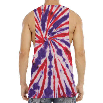 Purple And Red Spider Tie Dye Print Men's Muscle Tank Top