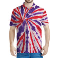 Purple And Red Spider Tie Dye Print Men's Polo Shirt