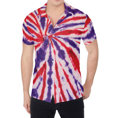 Purple And Red Spider Tie Dye Print Men's Shirt