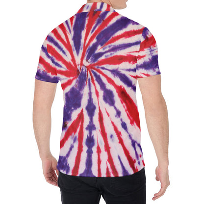 Purple And Red Spider Tie Dye Print Men's Shirt