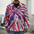 Purple And Red Spider Tie Dye Print Men's Shirt Jacket