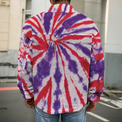 Purple And Red Spider Tie Dye Print Men's Shirt Jacket