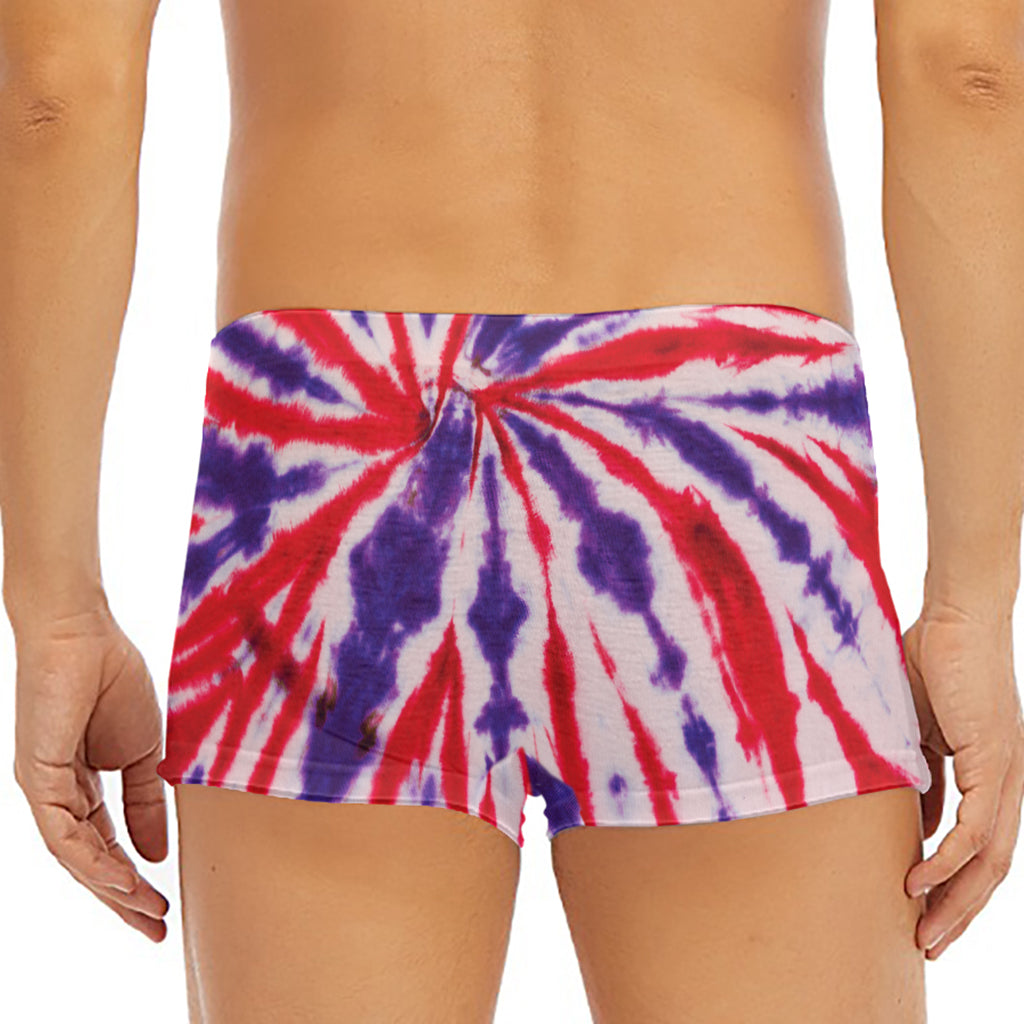 Purple And Red Spider Tie Dye Print Men's Short Boxer Briefs