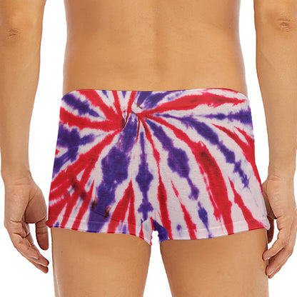 Purple And Red Spider Tie Dye Print Men's Short Boxer Briefs
