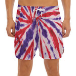 Purple And Red Spider Tie Dye Print Men's Split Running Shorts