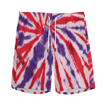 Purple And Red Spider Tie Dye Print Men's Sports Shorts