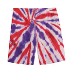 Purple And Red Spider Tie Dye Print Men's Sports Shorts