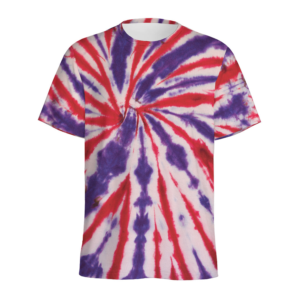 Purple And Red Spider Tie Dye Print Men's Sports T-Shirt