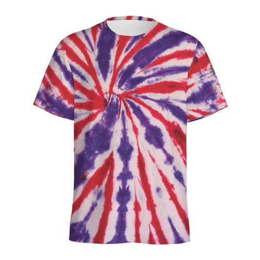 Purple And Red Spider Tie Dye Print Men's Sports T-Shirt