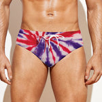 Purple And Red Spider Tie Dye Print Men's Swim Briefs