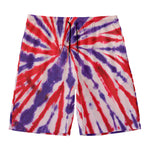 Purple And Red Spider Tie Dye Print Men's Swim Trunks