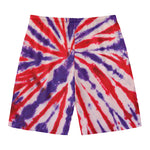 Purple And Red Spider Tie Dye Print Men's Swim Trunks