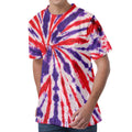 Purple And Red Spider Tie Dye Print Men's Velvet T-Shirt