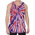 Purple And Red Spider Tie Dye Print Men's Velvet Tank Top
