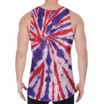 Purple And Red Spider Tie Dye Print Men's Velvet Tank Top