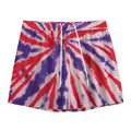 Purple And Red Spider Tie Dye Print Mesh Shorts
