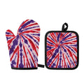 Purple And Red Spider Tie Dye Print Oven Mitt And Pot Holder Set