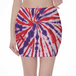 Purple And Red Spider Tie Dye Print Pencil Mini Skirt