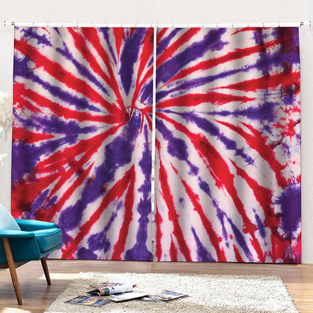 Purple And Red Spider Tie Dye Print Pencil Pleat Curtains