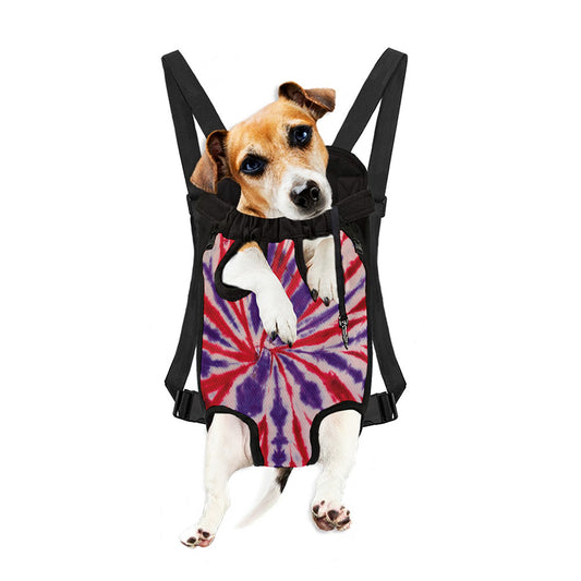 Purple And Red Spider Tie Dye Print Pet Carrier Backpack