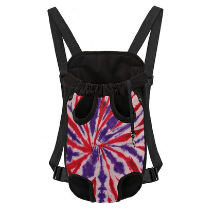 Purple And Red Spider Tie Dye Print Pet Carrier Backpack