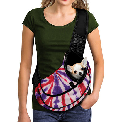 Purple And Red Spider Tie Dye Print Pet Sling Carrier
