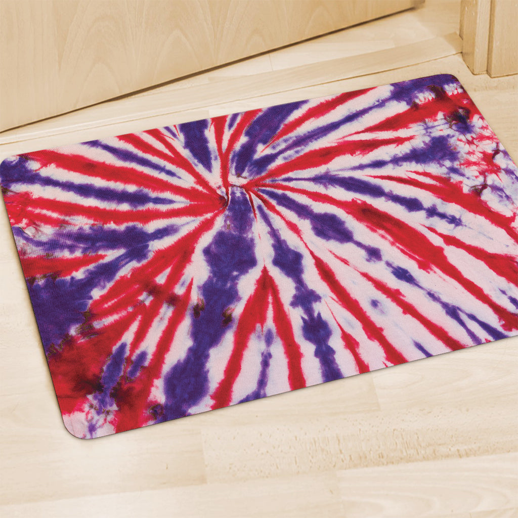 Purple And Red Spider Tie Dye Print Polyester Doormat