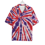 Purple And Red Spider Tie Dye Print Rayon Hawaiian Shirt