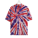 Purple And Red Spider Tie Dye Print Rayon Hawaiian Shirt