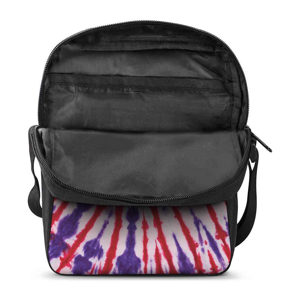 Purple And Red Spider Tie Dye Print Rectangular Crossbody Bag