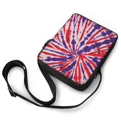Purple And Red Spider Tie Dye Print Rectangular Crossbody Bag