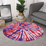 Purple And Red Spider Tie Dye Print Round Rug