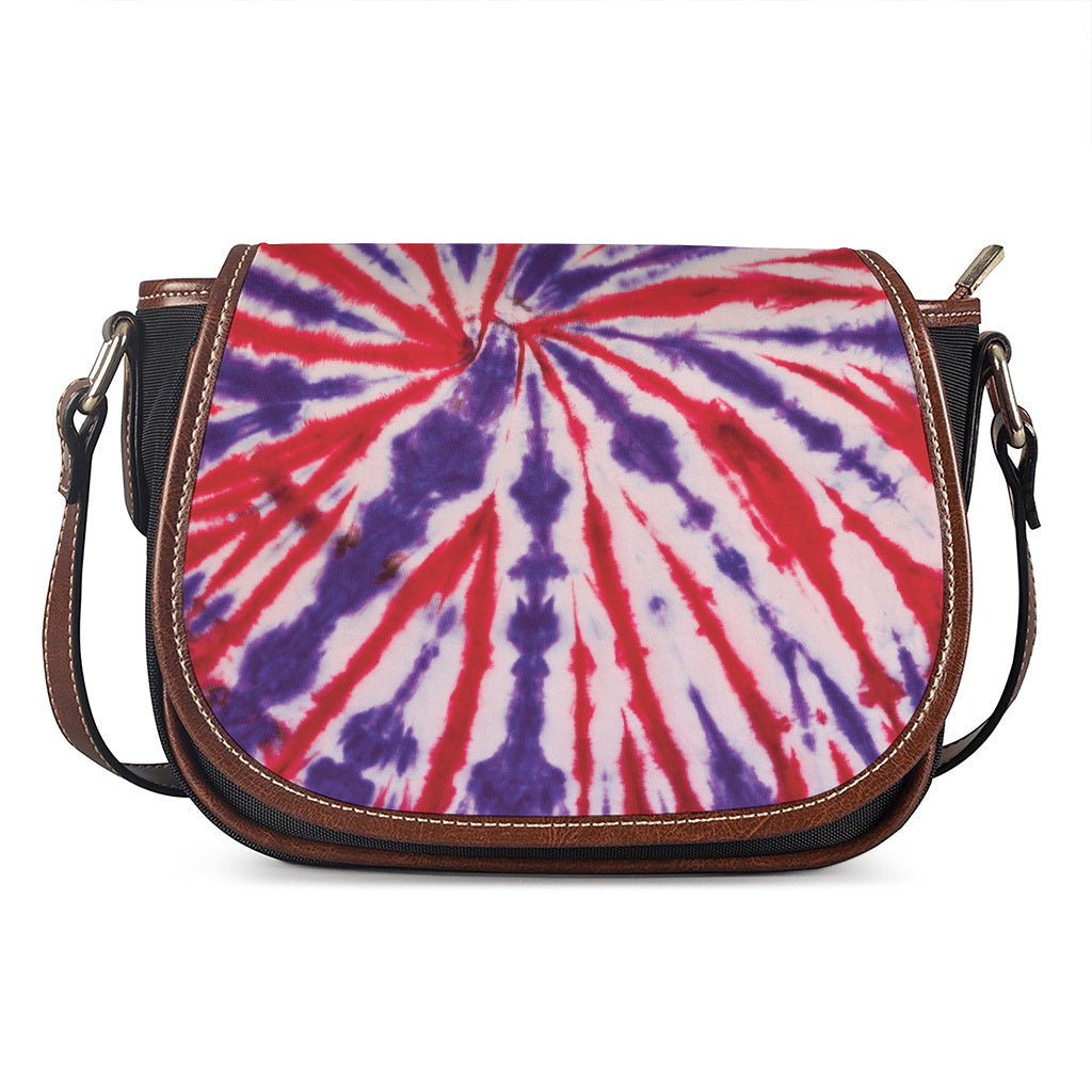 Purple And Red Spider Tie Dye Print Saddle Bag