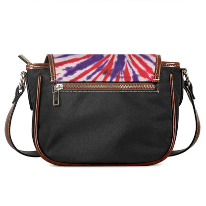 Purple And Red Spider Tie Dye Print Saddle Bag