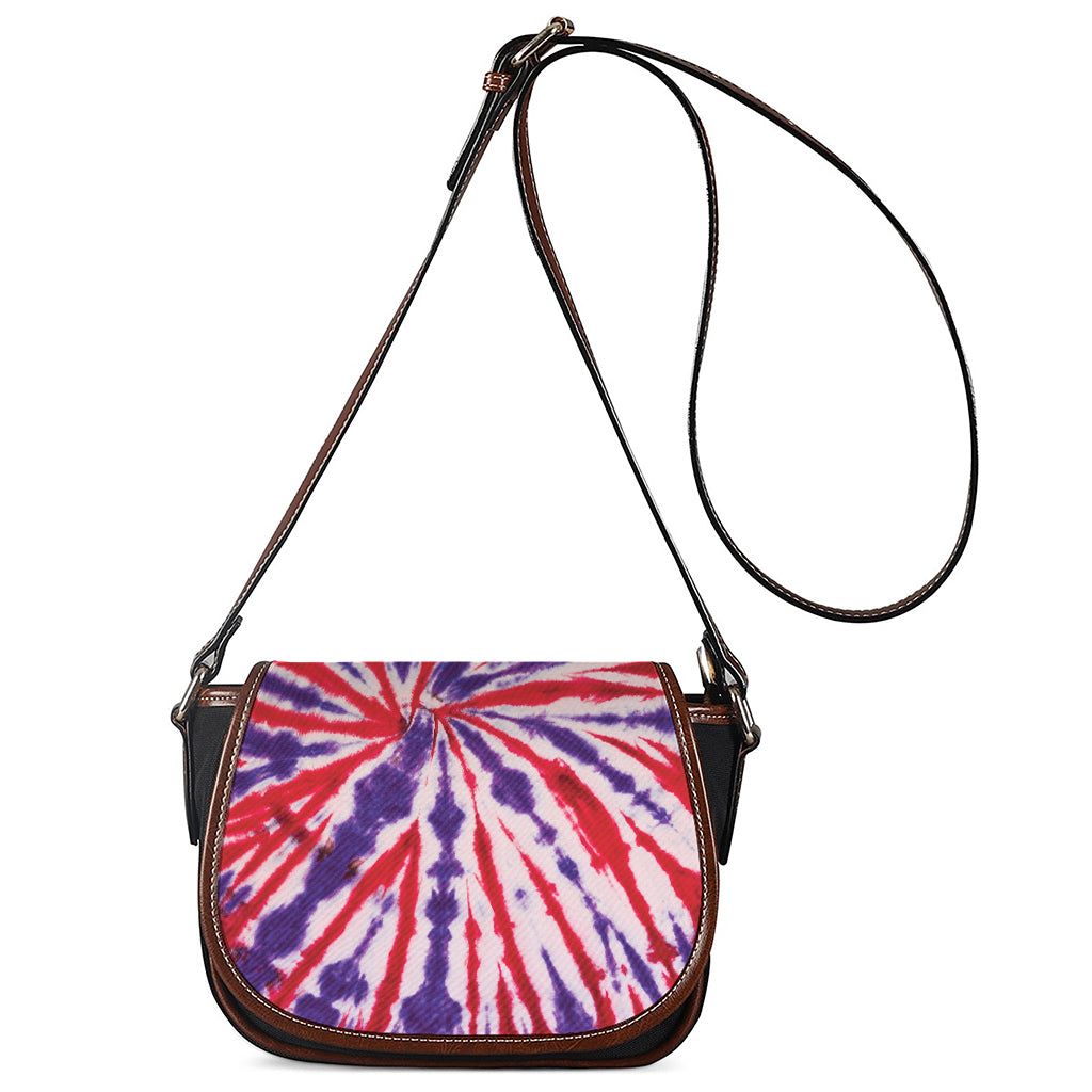 Purple And Red Spider Tie Dye Print Saddle Bag