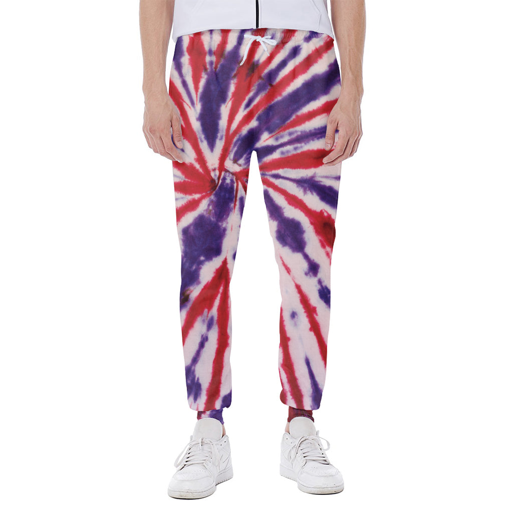 Purple And Red Spider Tie Dye Print Scuba Joggers