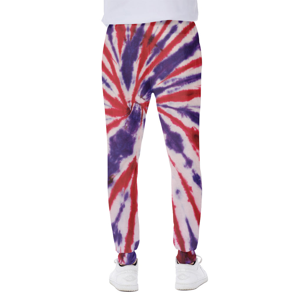 Purple And Red Spider Tie Dye Print Scuba Joggers