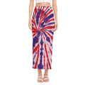 Purple And Red Spider Tie Dye Print Side Slit Maxi Skirt