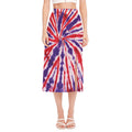 Purple And Red Spider Tie Dye Print Side Slit Midi Skirt