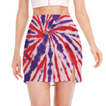Purple And Red Spider Tie Dye Print Side Slit Mini Skirt