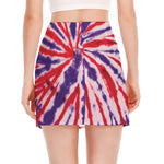 Purple And Red Spider Tie Dye Print Side Slit Mini Skirt