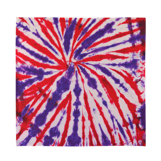 Purple And Red Spider Tie Dye Print Silk Bandana